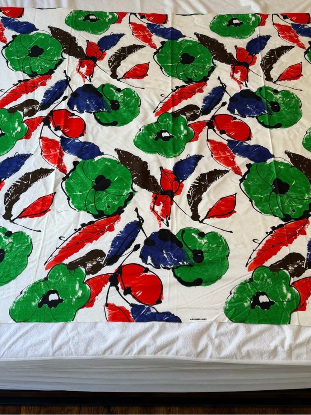 Vintage Alexander Henry Floral Print Fabric in Green, Red, Blue & Brown